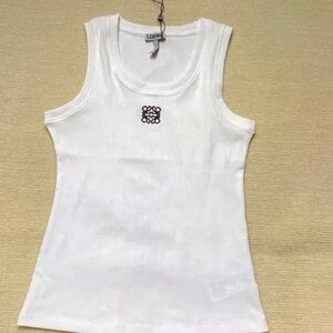 Loewe White Ribbed Tank with Black Anagram